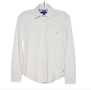 Tommy Hilfiger Women's White Button-Up Long Sleeve Shirt